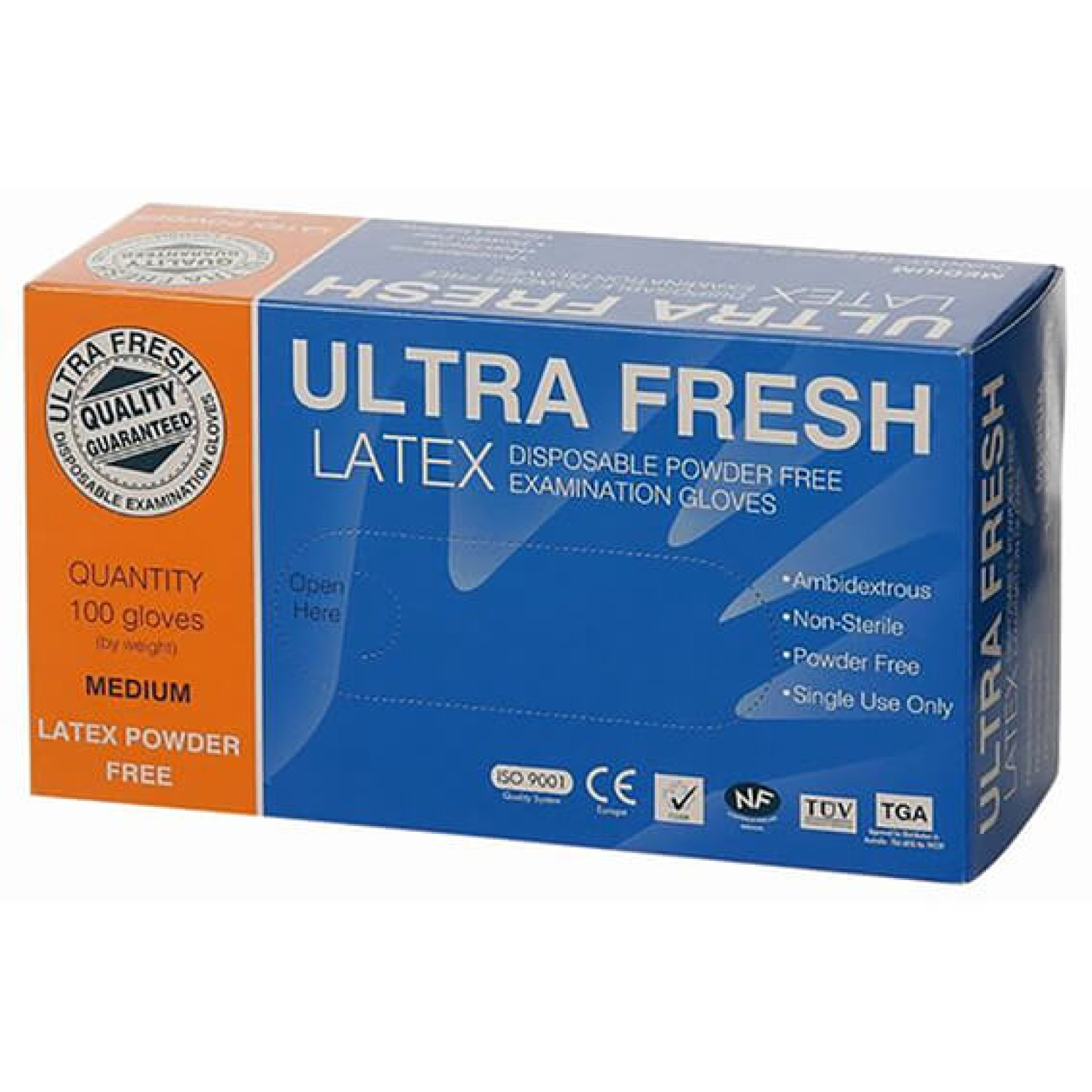 Ultra Fresh Clear Latex / Powder Free Gloves Box 100 Access Health