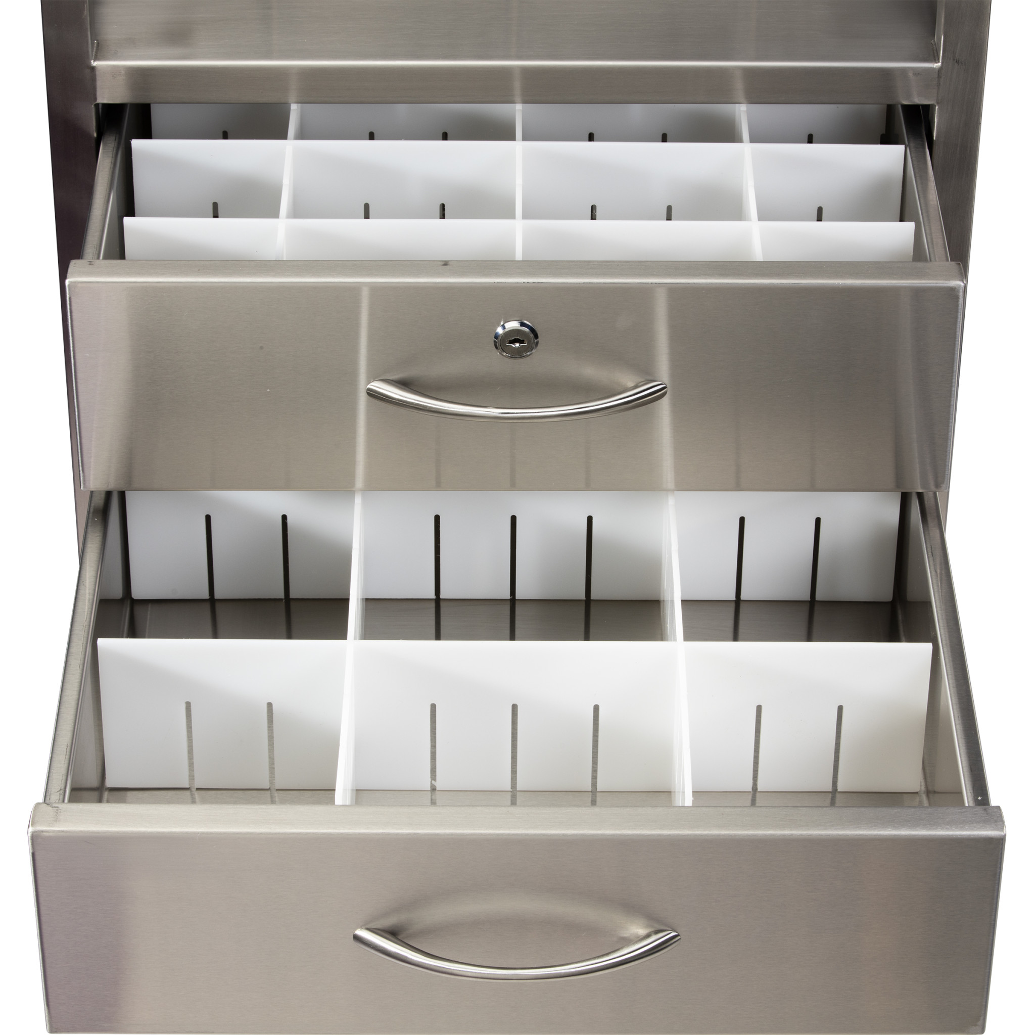 Stainless Steel Cannulation Trolleys - 2 X 6 Tilt Bins And 1 X 5 Tilt 