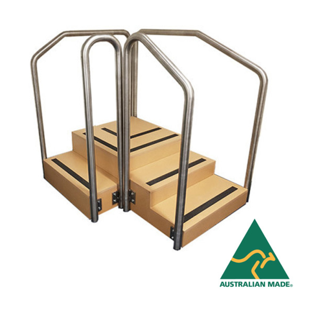 Access Rehab Corner Stairs with Stainless Steel Handrails Customised