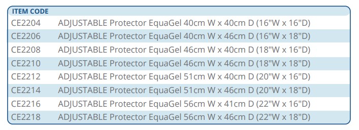 EquaGel Sizes